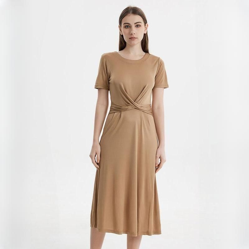 Elegant Silk Blend Mid-Calf Dress