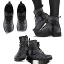 Botines de mujer con cordones en material sintético estampado