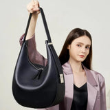 Bolso bandolera de piel suave de lujo: bolso Moon de gran capacidad para mujer