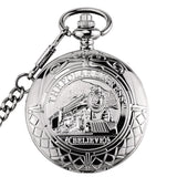 Locomotive Flip Mechanical Pocket Watch Hollow Movement Retro Men And Women Student Old Watch - Dazpy