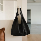 Bolso Hobo de cuero genuino suave de gran tamaño coreano para mujer