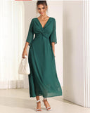 Women's V-Neck Chiffon Half-Sleeve Dress