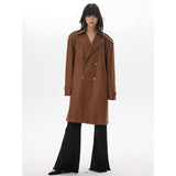 Women's Vintage Thick Leather Trench Coat