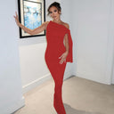 Women's One-Shoulder Linen Long Dress