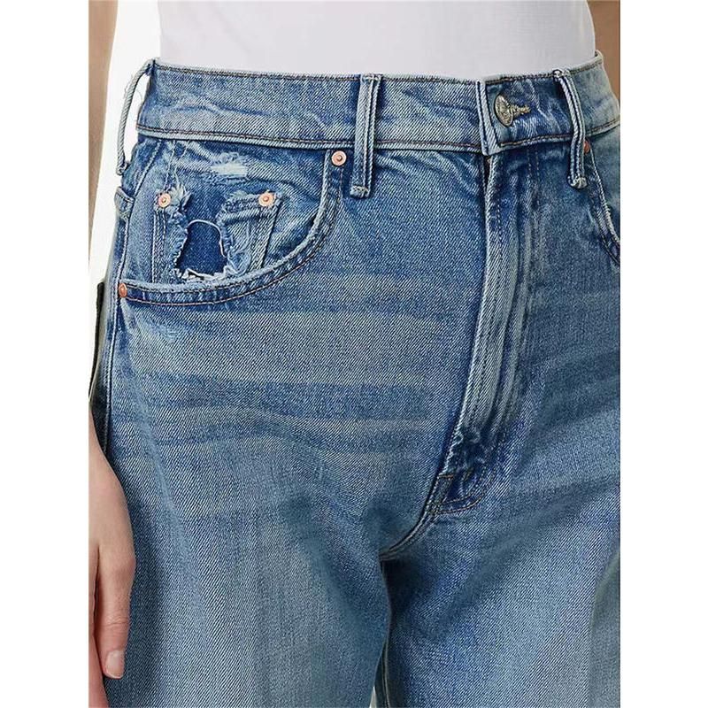 Frühling-Sommer Vintage Blau High-Waist Damen Jeans