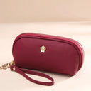 Elegante cartera de piel auténtica con borlas para mujer