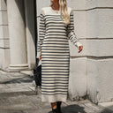Women's Striped Long-Sleeve Knit Dress