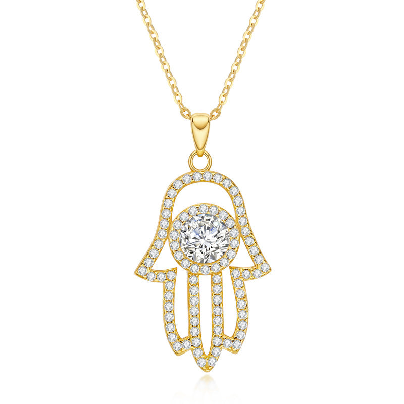 Silver 1 Carat Moissanite Necklace Round - Dazpy