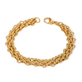 18K Gold Plated Heavy Duty Ring Clasp Braided Bracelet