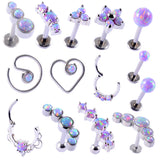 Opal Stud Set Of 4 Purple O Bao Nose Ring Ear Bone Stud - Dazpy