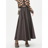 Autumn Winter Elegant A-Line Faux Leather Maxi Skirt