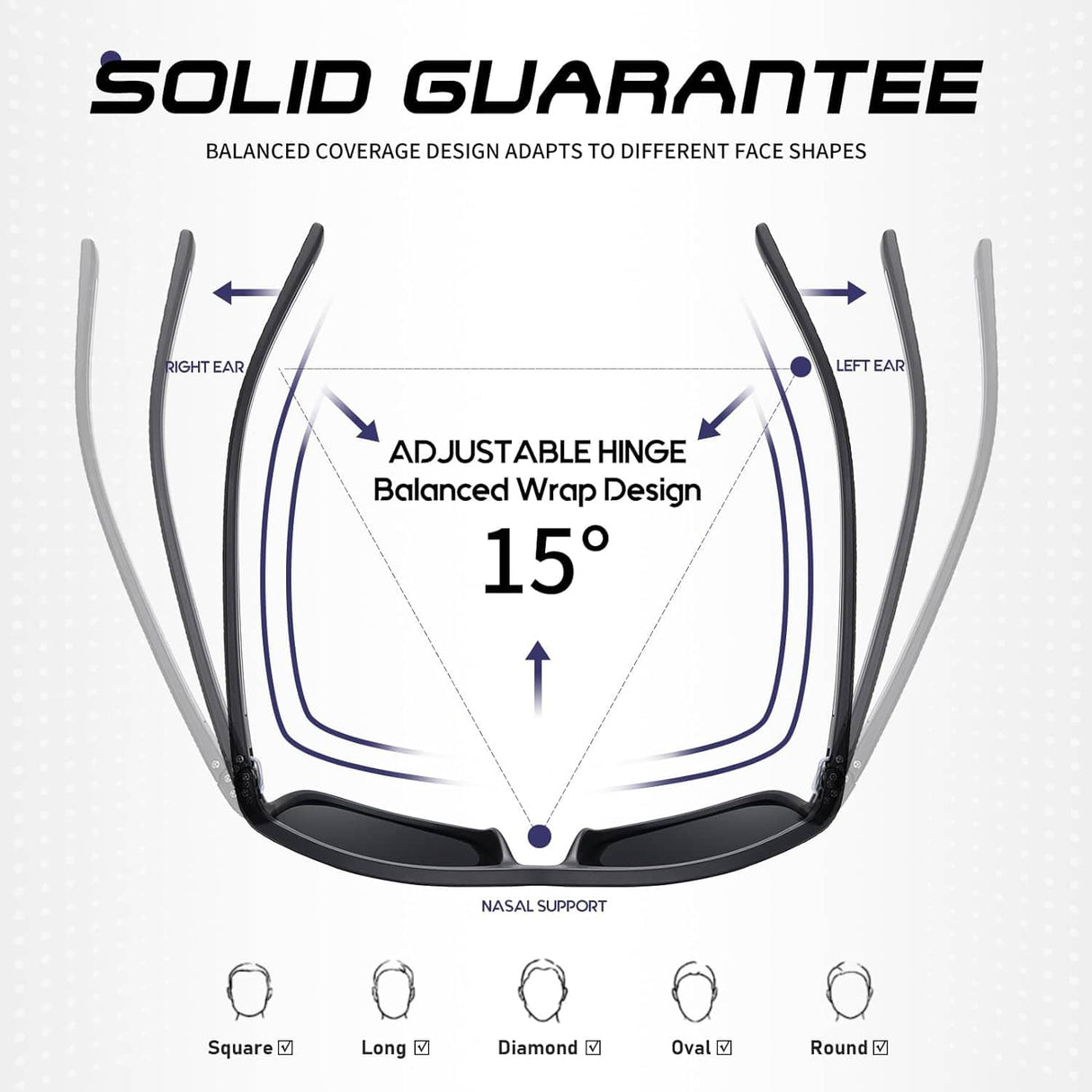 3-teilige quadratische polarisierte Sonnenbrille