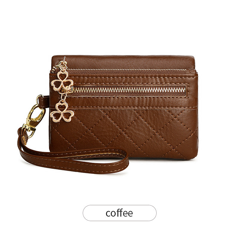 Cartera corta vintage plegable con pulsera para mujer