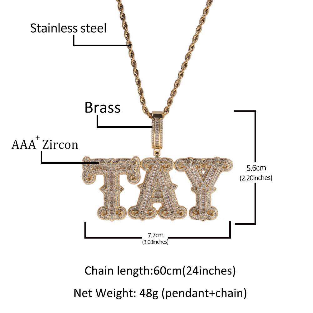 New Letter Full Diamond With Sting DIY Splice Combination Necklace - Dazpy