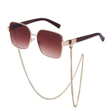 Oversized Square Sunglasses with Chain