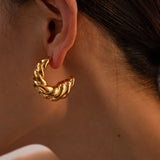 Twisted C-shaped Gold Plated Stud Earrings