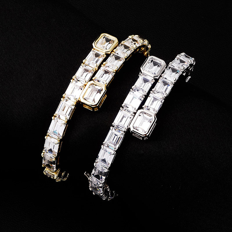 Hip Hop Jewelry Rectangular Zircon Bracelet - Dazpy