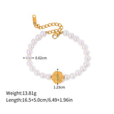 Gold Plated Stainless Steel Pearl Flower Ball Bracelet