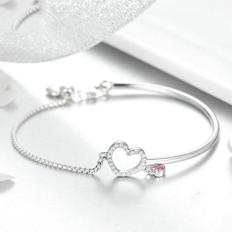 Jewelry Woman Heart Sterling Silver Fashion Ladies Silver Bracelet - Dazpy