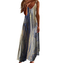 Vestido maxi sin mangas con corte en A y estampado localizado para mujer