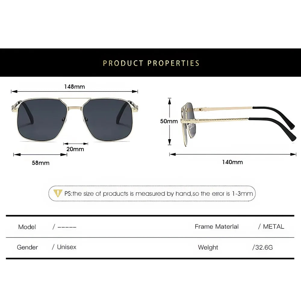 Metal Square Frame Sunglasses