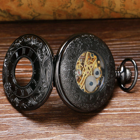 Retro Double Display Roman Literal Mechanical Pocket Watch - Dazpy