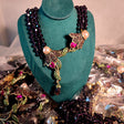 Vintage Purple Crystal Flowers And Leaves Heavy Industry Necklace - Dazpy