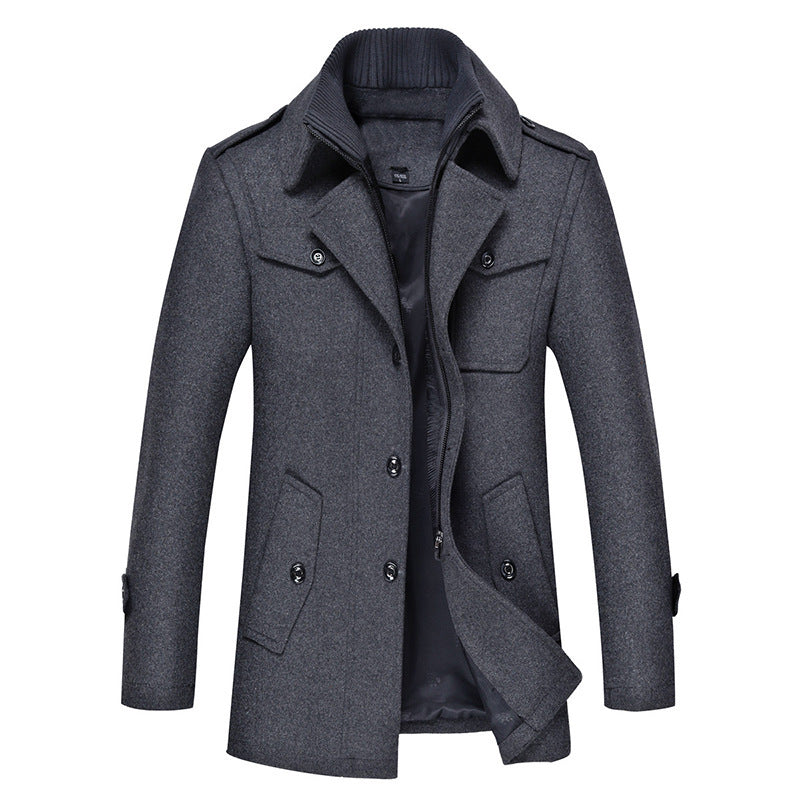 Wollmantel Herren Slim Trenchcoat Verdickte Wolle