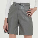 Elegante knielange PU-Leder-Shorts für Damen