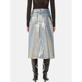 Glossy Minimalist Denim Skirt