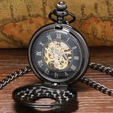 Retro Double Display Roman Literal Mechanical Pocket Watch - Dazpy