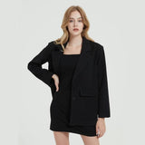 Elegante abrigo blazer negro para mujer