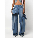 Spliced Bowknot Casual Jeans