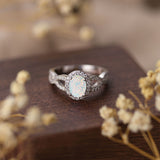 S925 Silver Egg-shaped Opal Ring - Dazpy