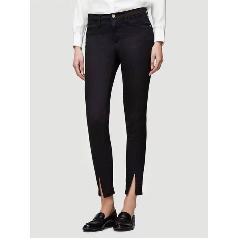 Chic Autumn-Winter Mid Waist Black Stretch Jeans