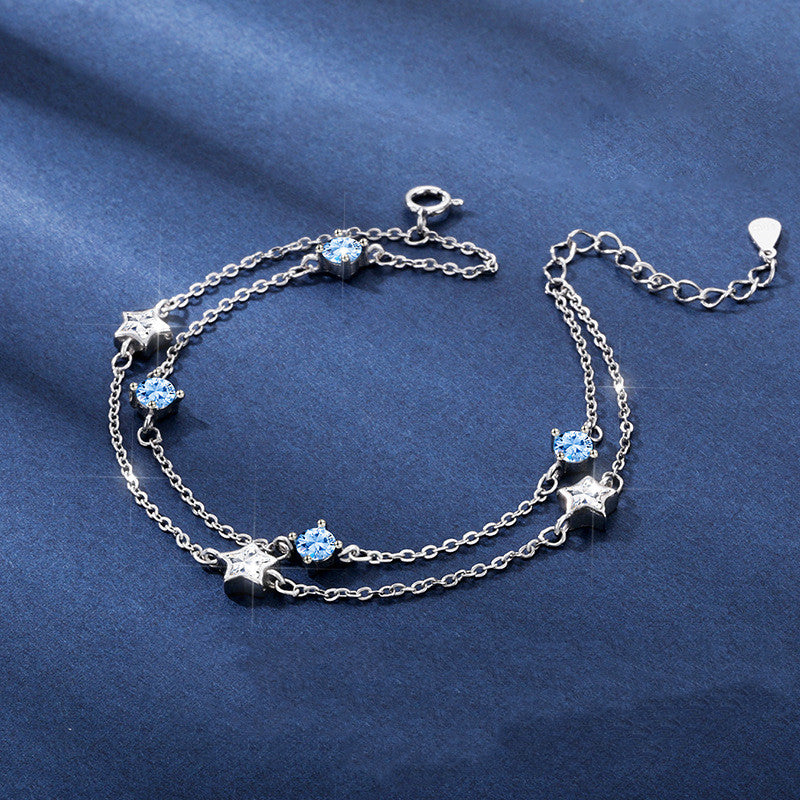 Double Layer Star Bracelet Female S925 Sterling Silver - Dazpy