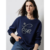 Herbst Sweatshirt mit Buchstaben und Perlenstickerei