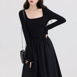 Elegant Square Neck Casual Dress