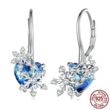 S925 Silver Blue Snowflake Ear Buckle - Dazpy