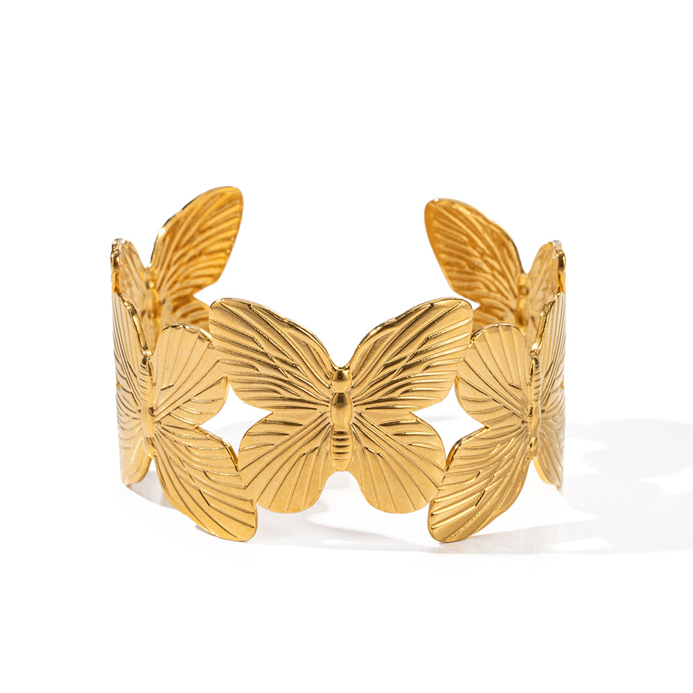 Gold Plated Stainless Steel Butterfly Bracelet