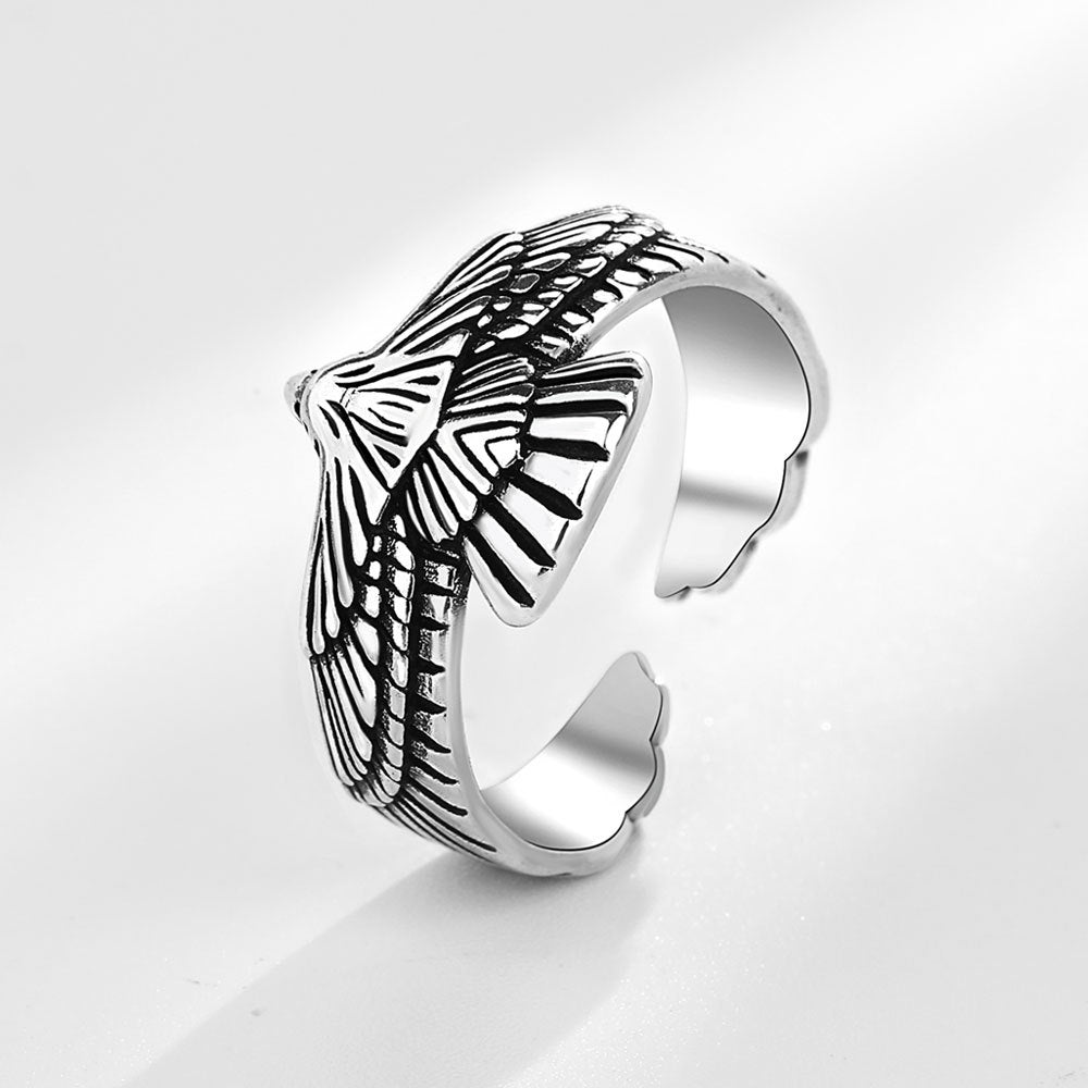 S925 Sterling Silver Eagle Men's Ring - Dazpy