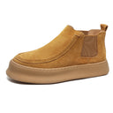 Mocasines de ante de vaca hechos a mano con botines con aumento de altura