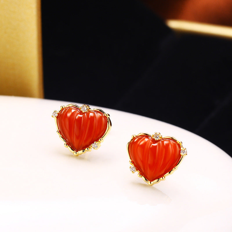 Anti Allergy Small Red Heart Earrings - Dazpy