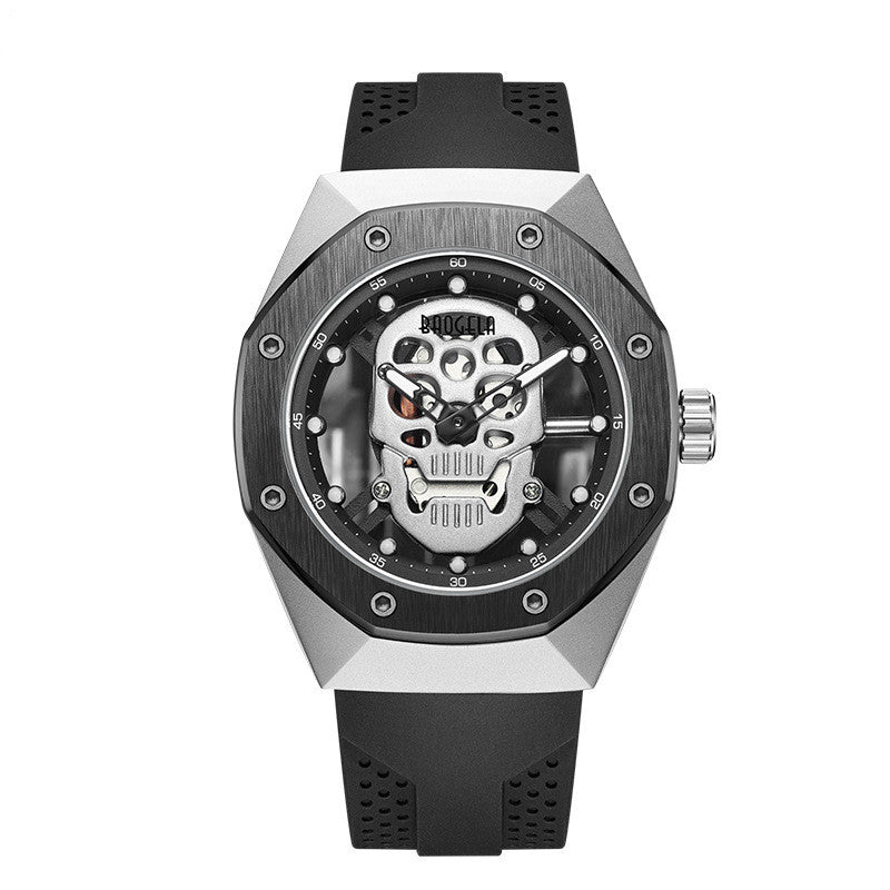 Domineering Skull Silicone Men's Watch Two-pin Waterproof Luminous Sports Quartz Watch - Dazpy