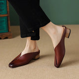 Leather Square Toe Mules