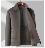 Casual Detachable White Duck Down Liner Lapel Pure Wool Jacket