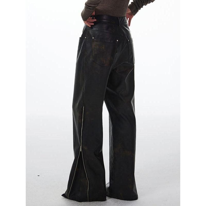 PU-Lederhose mit hoher Taille und geradem Bein für Damen