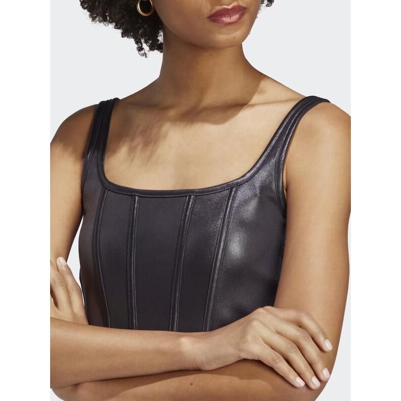 Boned Corset Women Leather Tank Top