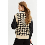 Chic Autumn Retro Plaid Knitted Waistcoat