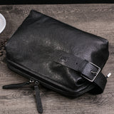 Lambskin Casual Men's Large Capacity Soft Leather Wrist Bag - Dazpy